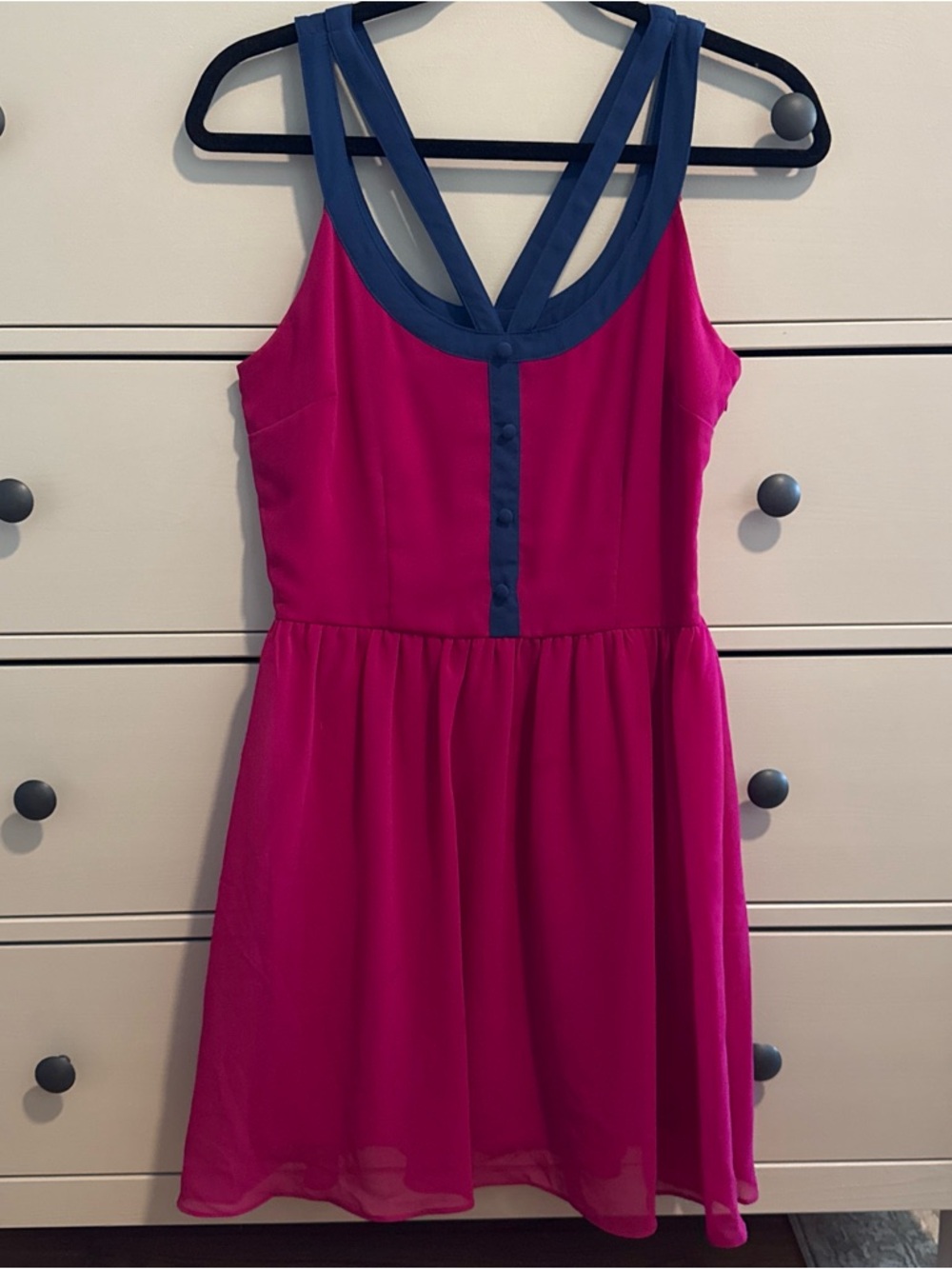 Forever 21 Magenta Navy Colorblock Skater Dress Size M NWT Never Worn